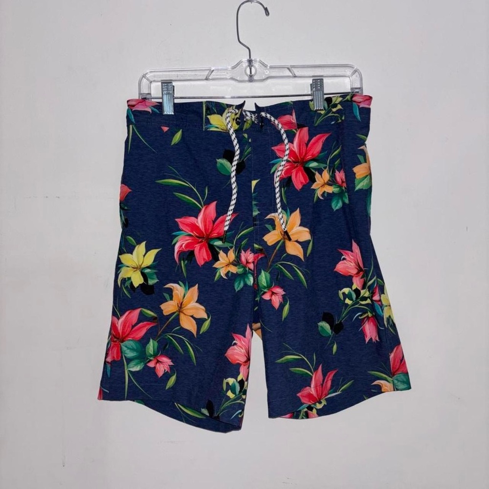 Sonoma Floral Swim Trunks Shorts Blue Tropical Print Size Small Mesh Lined